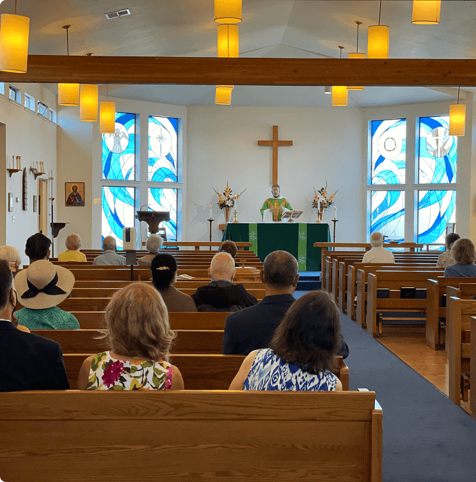 a mass with worshipers